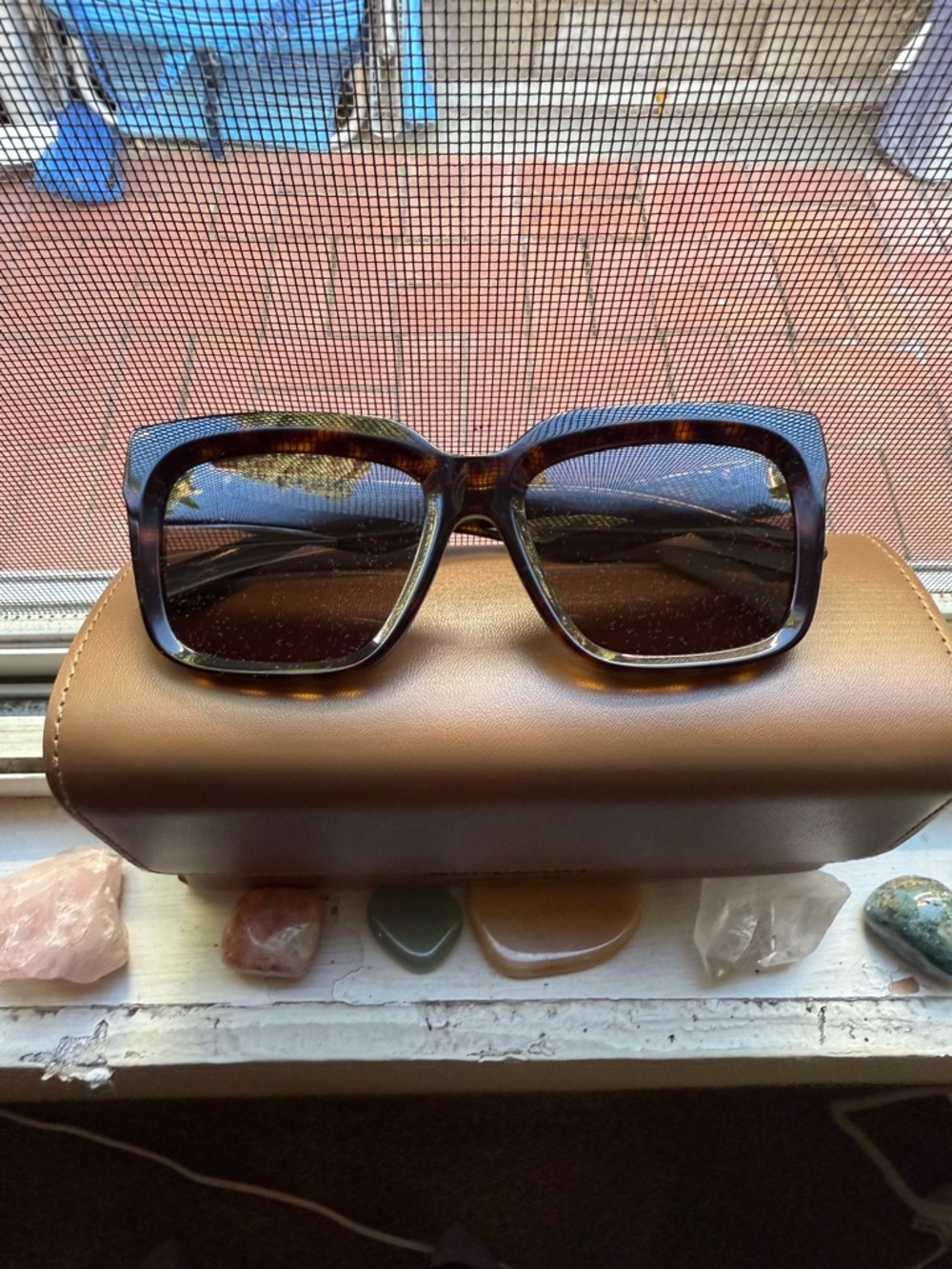 Tortoiseshell Square Oversized Sunglasses - Brown Lenses